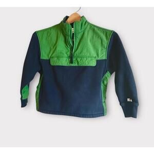 Free Assembly Boys Jacket Collared Half Zip Long Sleeve Green Dark Blue Size M 8